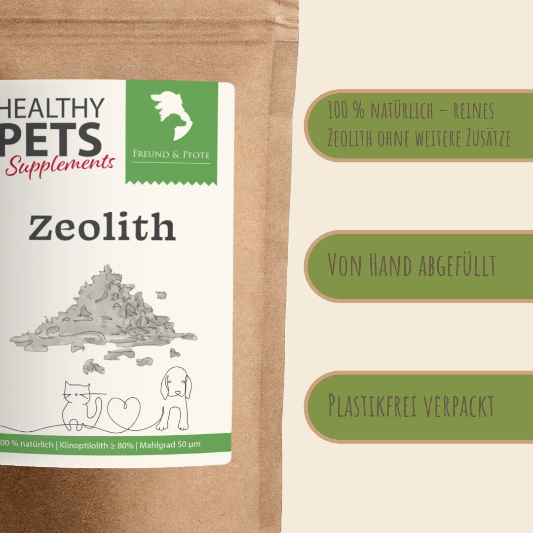 F&P Healthy Pets Zeolith Pulver für Hunde & Katzen mit Dosierlöffel