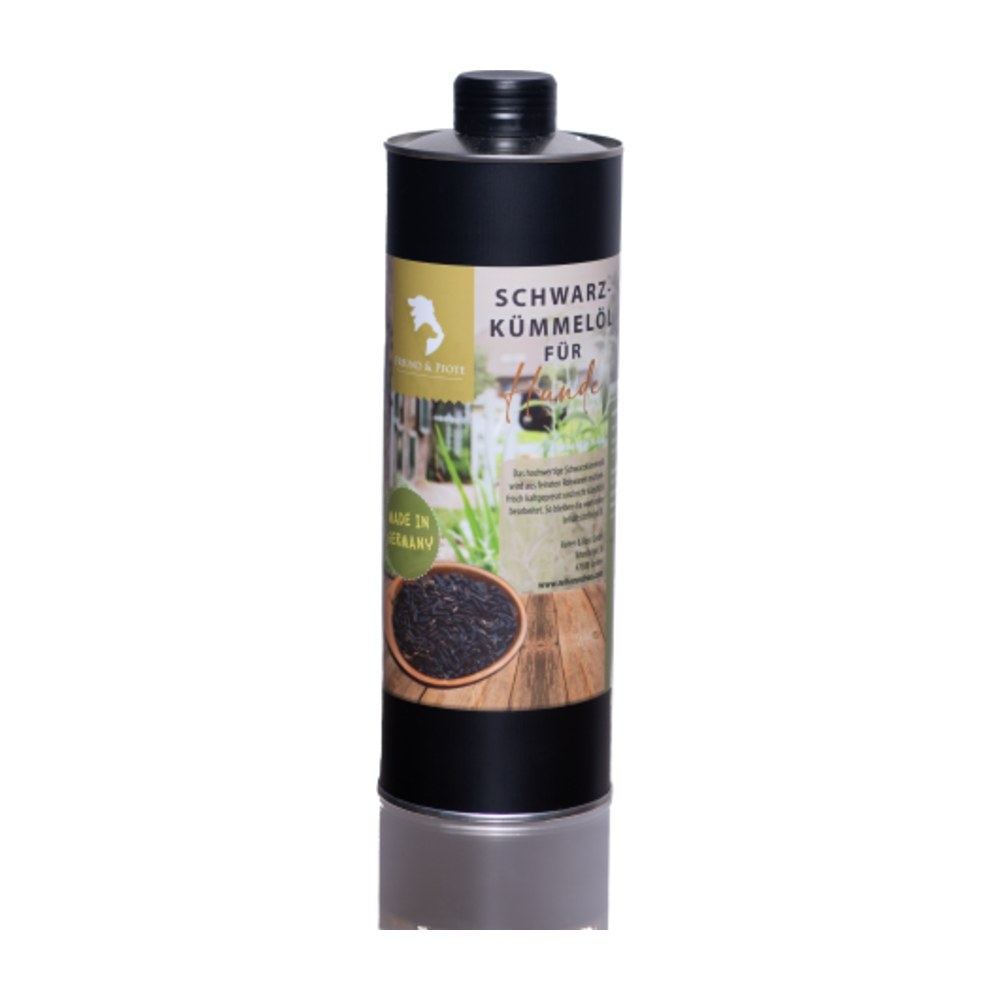 Freund & Pfote Schwarzkümmelöl für Hunde in 1L Dosierflasche