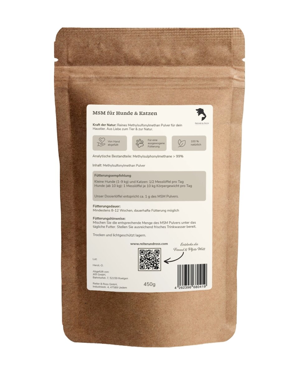 F&P Healthy Pets MSM Pulver für Hunde & Katzen mit Dosierlöffel
